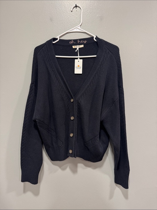 Marine Layer Sweaters - NWT Marine Layer Robin Crop Cardigan in Black Size XL